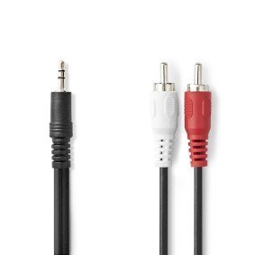 Stereo Audio Cable 3.5 mm Male - 2x RCA Male 2m Black